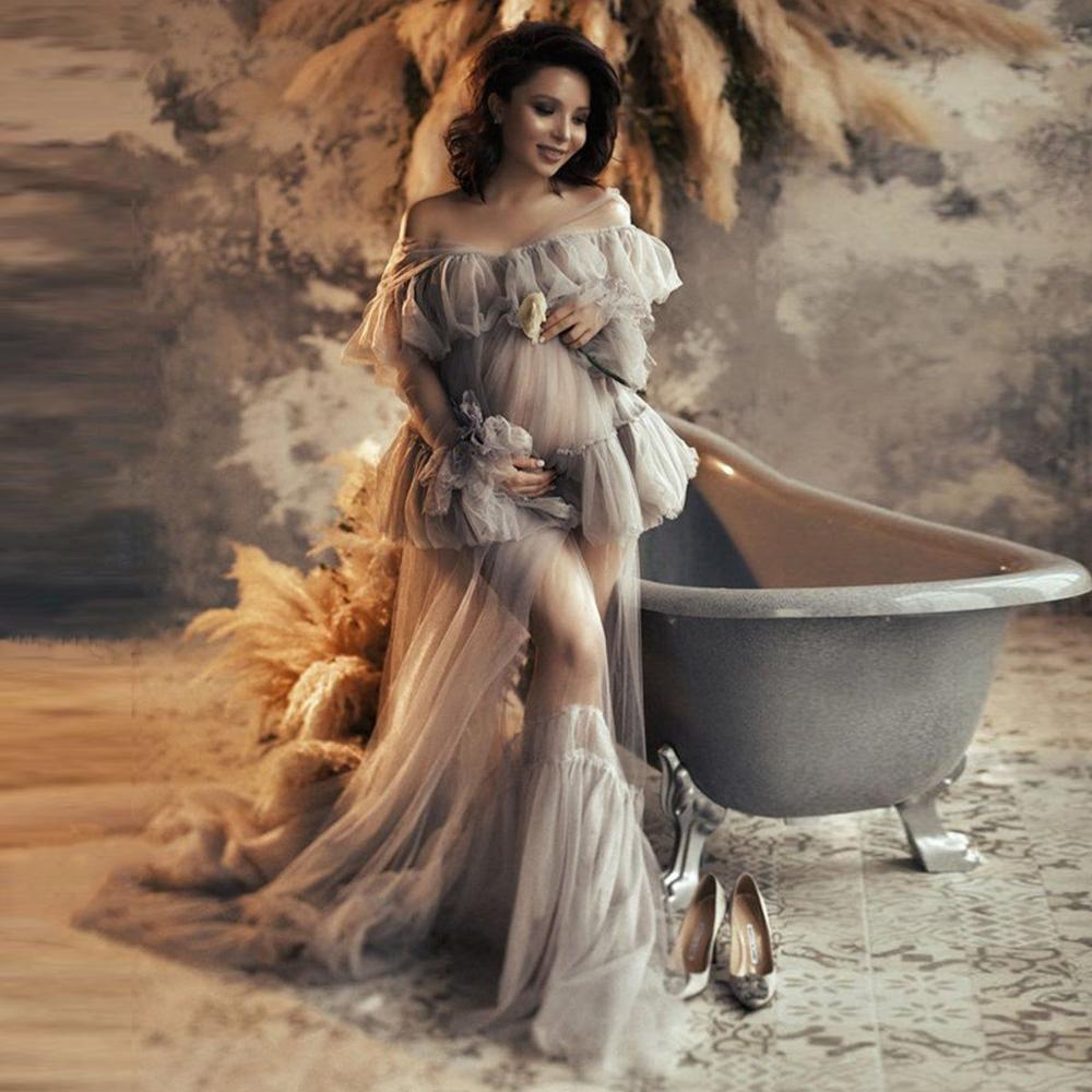 Sexy See Through Robes Maternity Prom Dresses for Photo Shoot Off Shoulder Ruffled Tulle Maternity Robes for Photography or Baby Shower, Same as picture
Sexy See Through Robes Maternity Prom Dresses for Photo Shoot Off Shoulder Ruffled Tulle Maternity Robes for Photography or Baby Shower, Same as picture