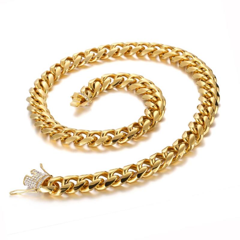 Top Quality 316L Stainless Steel Jewelry Halloween Gift Men's Gold Tone Curb Cuban Link Chain Necklace with Rhinestone 14mm*75cm
Top Quality 316L Stainless Steel Jewelry Halloween Gift Men's Gold Tone Curb Cuban Link Chain Necklace with Rhinestone 14mm*75cm