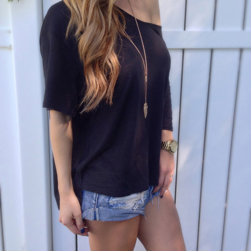Femme Sexy Strapless T-shirt Summer One Shoulder Tops For Women Half Sleeve T Shirt Casual Loose Shirts Plus Size 201029