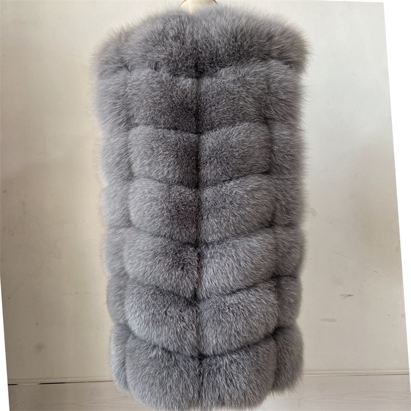 BEIZIRU real Fur Vest height 68cm Waistcoat woman natural winter warm Real Natural Fur Vest sleeveless silver vest 201016