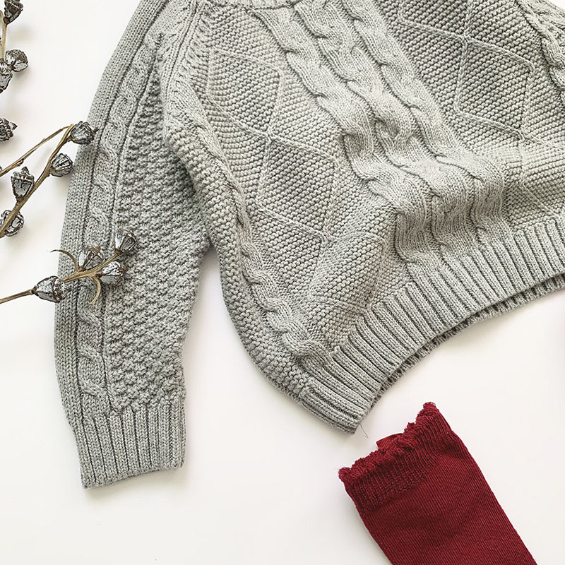 New Autumn Kids Boys Girls Long Sleeve Knit Hemp Flowers Sweater Winter Baby Kids Boys Girls Pullover Sweaters 201128