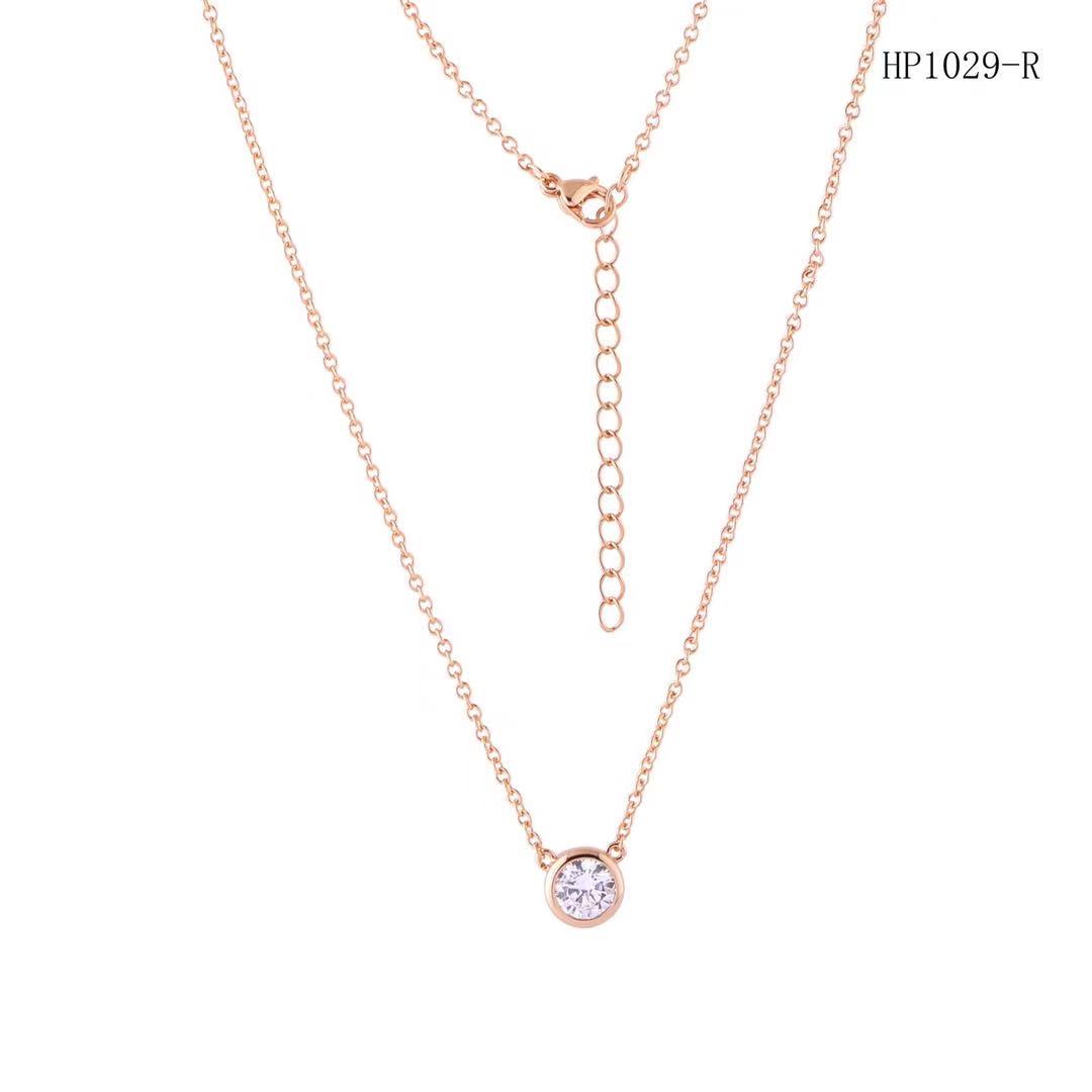 fashion necklace women single white diamond necklaces whole designer jewelry womens Stainless Steel clavicle chain Heart heali4812