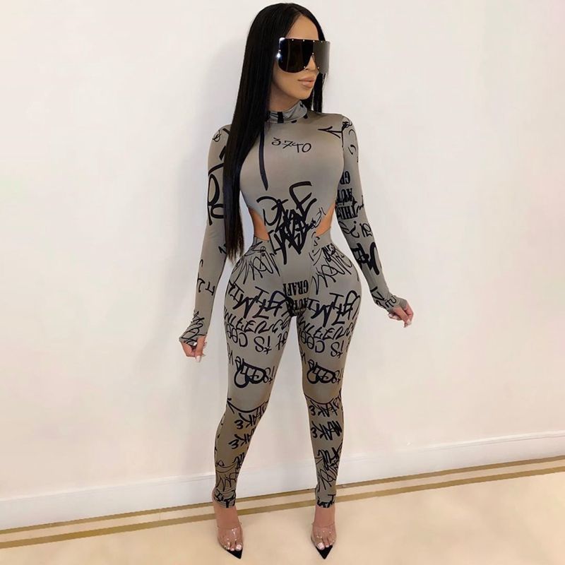 Hirigin Women Festival Clothes Sexy Bodysuit Fall Winter Jumpsuit Top and Pants Suit 2 Piece Matching 2Pcs Set Club Outfits 201007