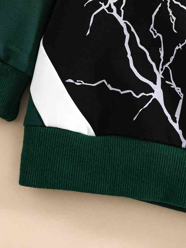 Baby Lightning Print Colorblock Hoodie SHE