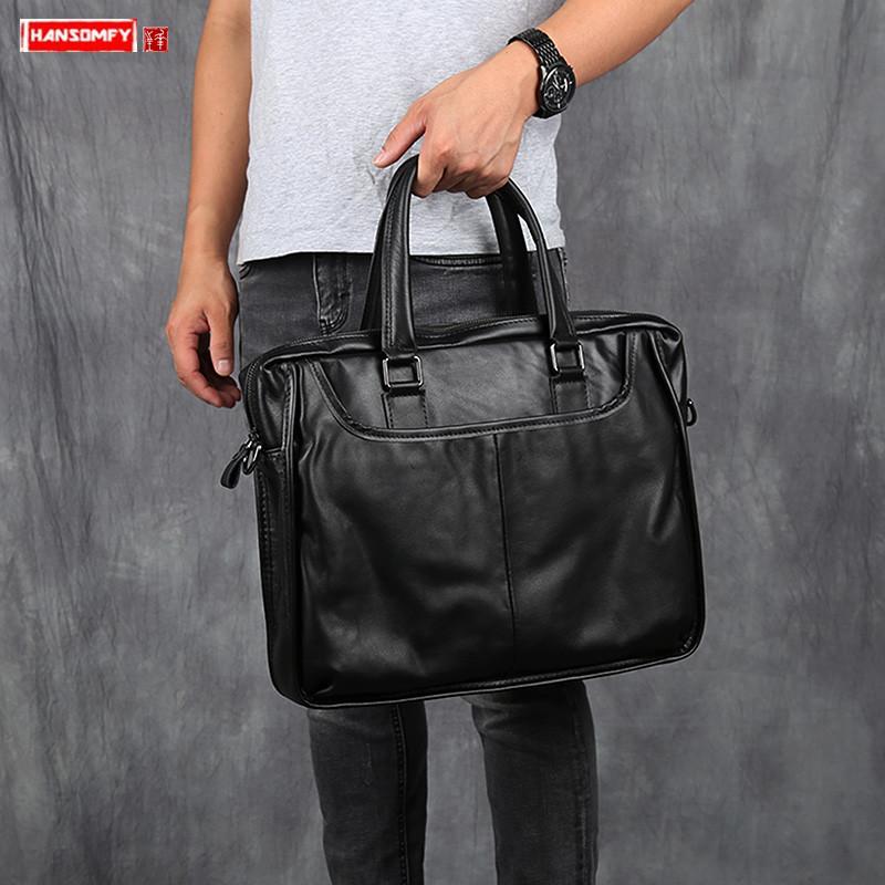 Soft Black Genuine Leather Men Handbag Laptop Bag Briefcase Shoulder Messenger Bags Head Layer Cowhide Men's Business Casual Big
Soft Black Genuine Leather Men Handbag Laptop Bag Briefcase Shoulder Messenger Bags Head Layer Cowhide Men's Business Casual Big