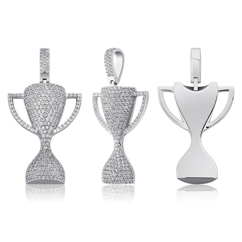 Hiphop Trophy Pendant Necklaces For Men Iced Out Bling Cubic Zirconia Jewelry New Statement Hip Hop Pendants Gold Plated Mens Necklace