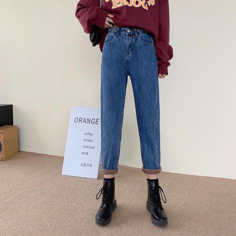 2020 Winter New Velvet Warm High Waist Jeans Cotton Loose Wash Straight Leg Pants Carrot Pants Vintage Boyfriend Jeans, Blue
2020 Winter New Velvet Warm High Waist Jeans Cotton Loose Wash Straight Leg Pants Carrot Pants Vintage Boyfriend Jeans, Blue