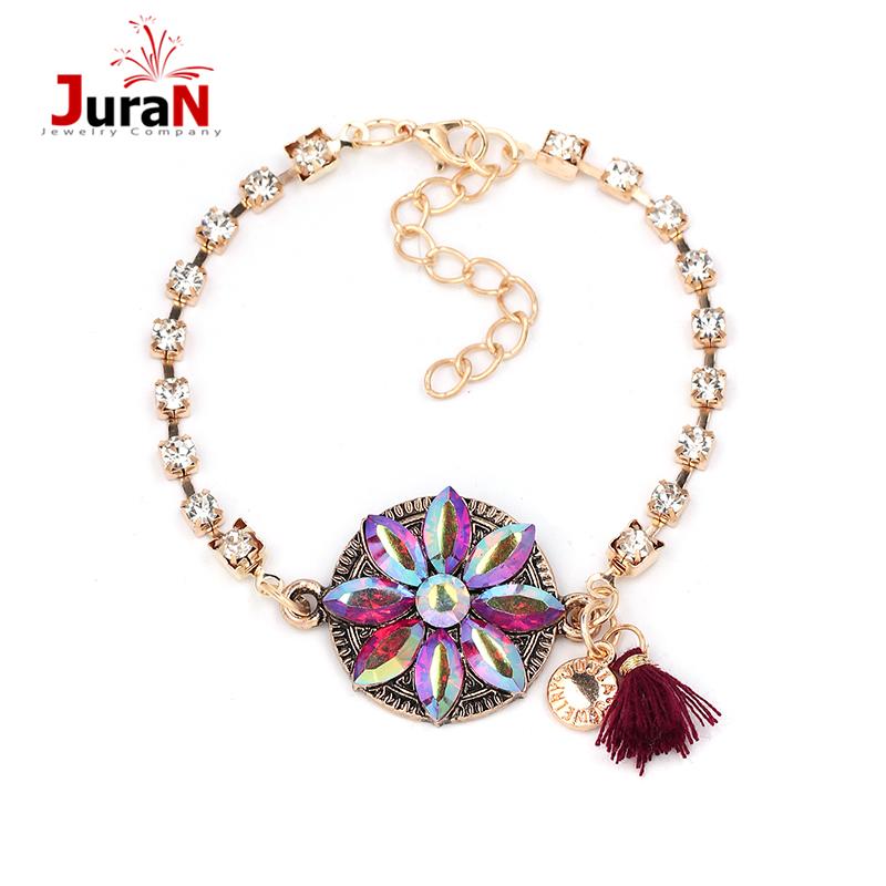 JURAN Bohemian Crystal Flower Tassel 8 Colors New Fashion Rhinestone Bracelets & Bangles For Women, Golden;silver
JURAN Bohemian Crystal Flower Tassel 8 Colors New Fashion Rhinestone Bracelets & Bangles For Women, Golden;silver