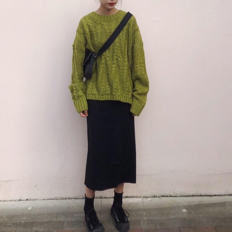 Women Autumn Two Piece Set Retro Twist Round Neck Loose Knit Sweater Pullover Pure Color Long Skirt Suit Female Clothes Outfits, Sweater and skirt
Women Autumn Two Piece Set Retro Twist Round Neck Loose Knit Sweater Pullover Pure Color Long Skirt Suit Female Clothes Outfits, Sweater and skirt