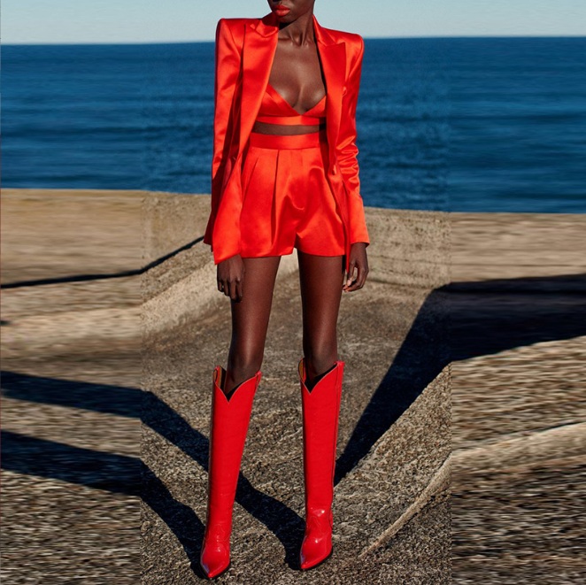 Classic Style Top Quality Original Design Women's Single Button Blazer Slim Suit Jacket Blazers Bra Shorts Three Pieces Sets Coat Outwear, Red
Classic Style Top Quality Original Design Women's Single Button Blazer Slim Suit Jacket Blazers Bra Shorts Three Pieces Sets Coat Outwear, Red