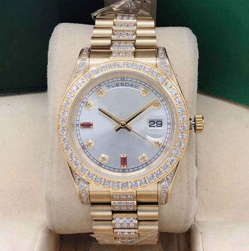 Fashion high quality men's Week calendar 41mm automatic mechanical watch row diamond stainless steel folding clasp waterproof men's watch, Camel
Fashion high quality men's Week calendar 41mm automatic mechanical watch row diamond stainless steel folding clasp waterproof men's watch, Camel