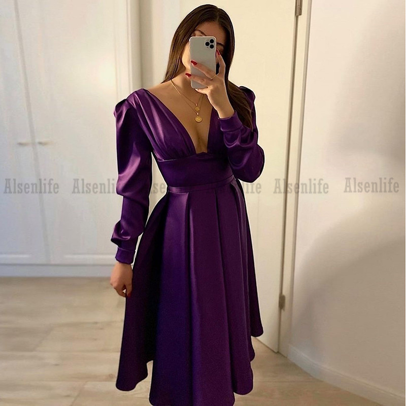 Cheap Robe De Soiree De Mariage Evening Dress A Line Long Sleeves Lace Applique Prom Dress Party Gowns vestidos formales