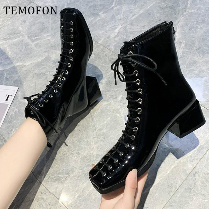TEMOFON 2020 patient leather ankle boots for women square heels women autumn shoes lace up winter chunky boots zipper HVT14671, Blue
TEMOFON 2020 patient leather ankle boots for women square heels women autumn shoes lace up winter chunky boots zipper HVT14671, Blue