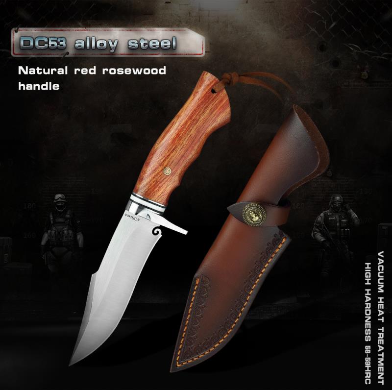 Outdoor camping small straight knife DC53 steel rosewood wood handle sharp hunting self-defense knife EDC tactical saber
Outdoor camping small straight knife DC53 steel rosewood wood handle sharp hunting self-defense knife EDC tactical saber