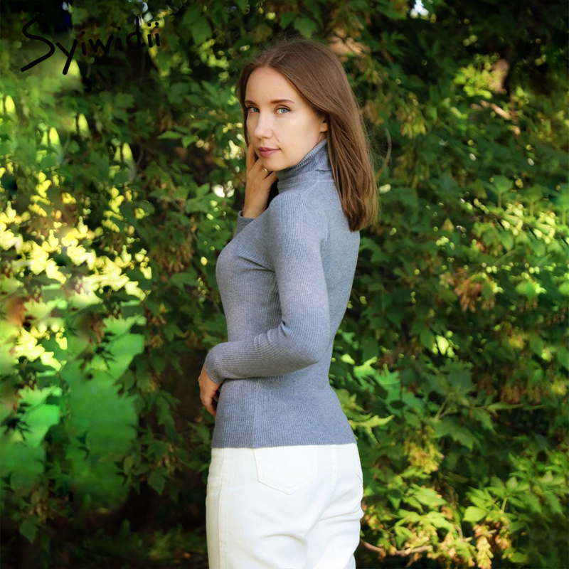 Hot Women Turtleneck Sweater Soft Striped Shirt Stretch Knit Pullovers Solid Casual Winter Autumn Fashion Ladies Korean Slim Top 201017