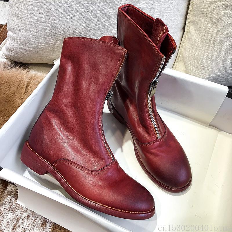 Women Genuine Leather Motorcycle Boots Front Zipper Knight Snow Botas Woman Low Square Heel Boots Winter Footwear Femme, 124
Women Genuine Leather Motorcycle Boots Front Zipper Knight Snow Botas Woman Low Square Heel Boots Winter Footwear Femme, 124