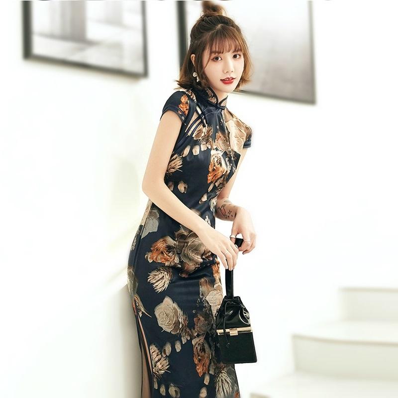 Sheng Coco Women Black Sexy Cheongsam Dresses Slim Chinese Oriental Silk Dress Black Vintage Plus Size Shanghai Dress
Sheng Coco Women Black Sexy Cheongsam Dresses Slim Chinese Oriental Silk Dress Black Vintage Plus Size Shanghai Dress