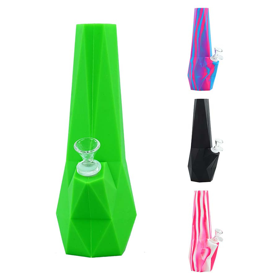 10'' diamond-shaped Wholesale Silicone Water Pipe with Silicone Down Stem Portable silicone bong with 14mm joint
10'' diamond-shaped Wholesale Silicone Water Pipe with Silicone Down Stem Portable silicone bong with 14mm joint