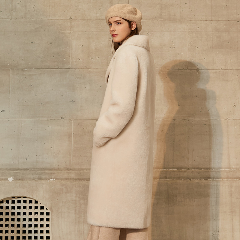 Amii Minimalism Winter Thick Fur Coat Fashion Solid Lapel Straight Knee-length Women's Jacket Causal Winter Coat Women 12041044 201214