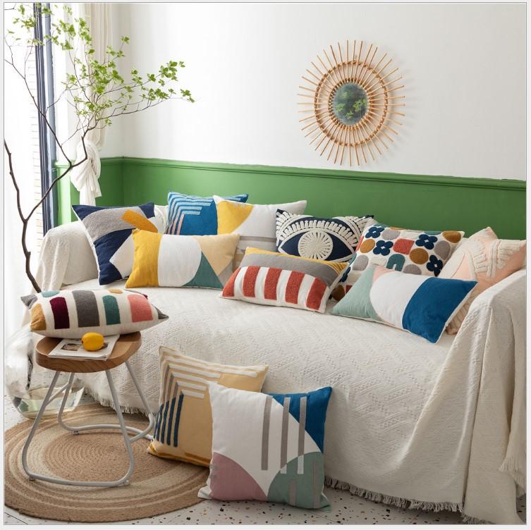 Geometric Embroidered Cushion Cover Navy Pink Canvas Cotton Square Embroidery Pillow Cover 30x50cm/45x45cm Decorative PillowCae
Geometric Embroidered Cushion Cover Navy Pink Canvas Cotton Square Embroidery Pillow Cover 30x50cm/45x45cm Decorative PillowCae