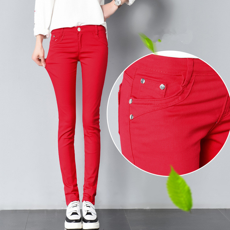 FSDKFAA Woman Jeans Solid Pencil Women Pants Girls Sweet Candy Color Slim Trousers Femme Pantalon Good Quality Women Leggings LJ201127