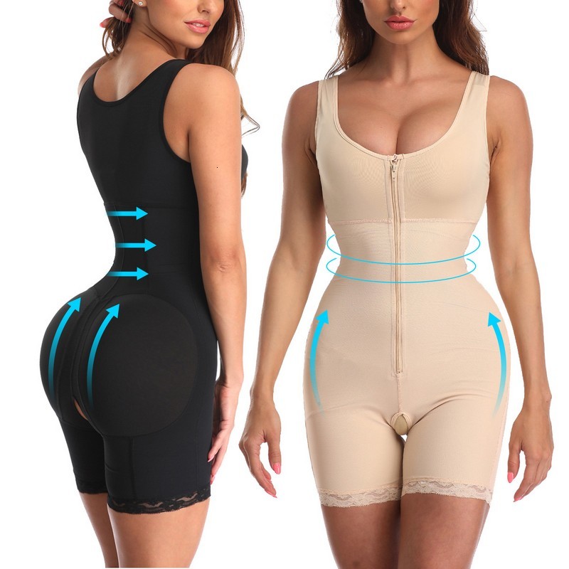 

Fajas Colombianas Reductora Women Overbust High Compression Full Bodyshapers Tummy Control Postpartum Recovery Slimming Body Shaper -6XL, Beige