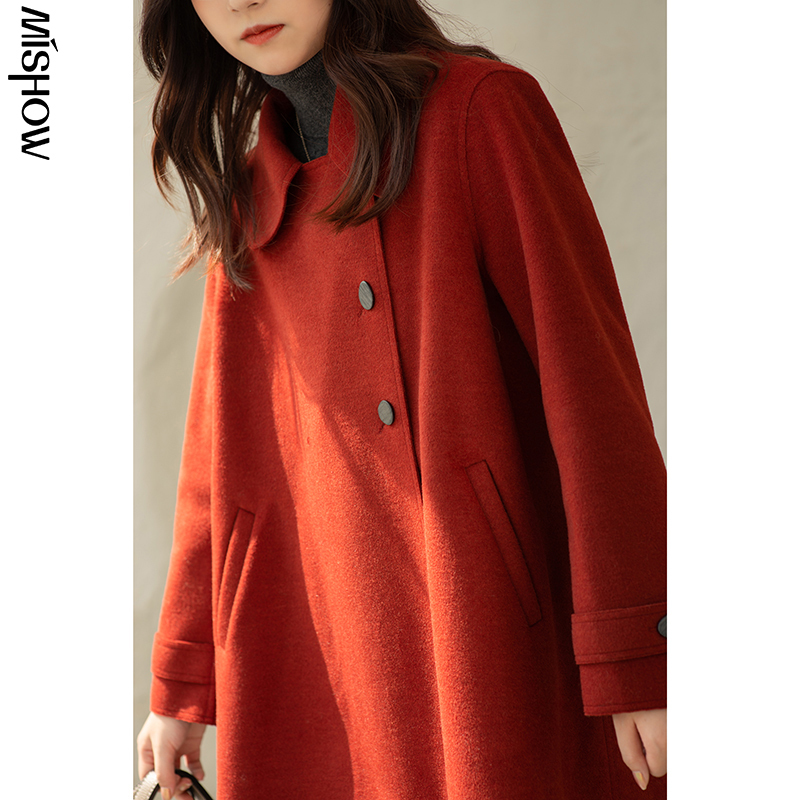 MISHOW Winter Wool Coats For Women Casual Solid Long Seeve Single Breasted Button Up Overcoats Female Jackets MX20D9646 201215