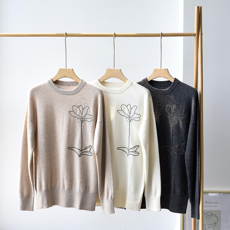 Sweater Pure Cashmere Sweater Round Neck Long Sleeve Turtleneck Bead Chain Lotus Women, Gray
Sweater Pure Cashmere Sweater Round Neck Long Sleeve Turtleneck Bead Chain Lotus Women, Gray