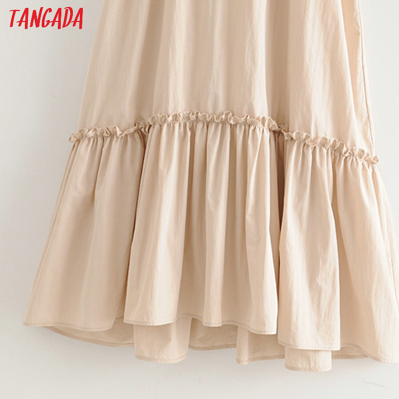 Tangada fashion women solid summer dress with belt new arrival short sleeve Ladies Loose midi Dress Vestidos 3H338 T200603