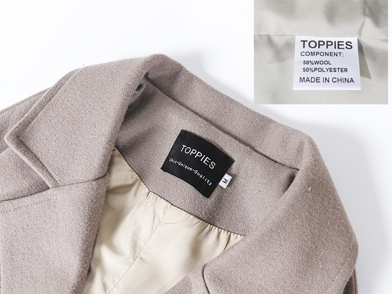 toppies Fall wool coat women long coat jacket 50% wool ladies outwear double breasted outwear 201222