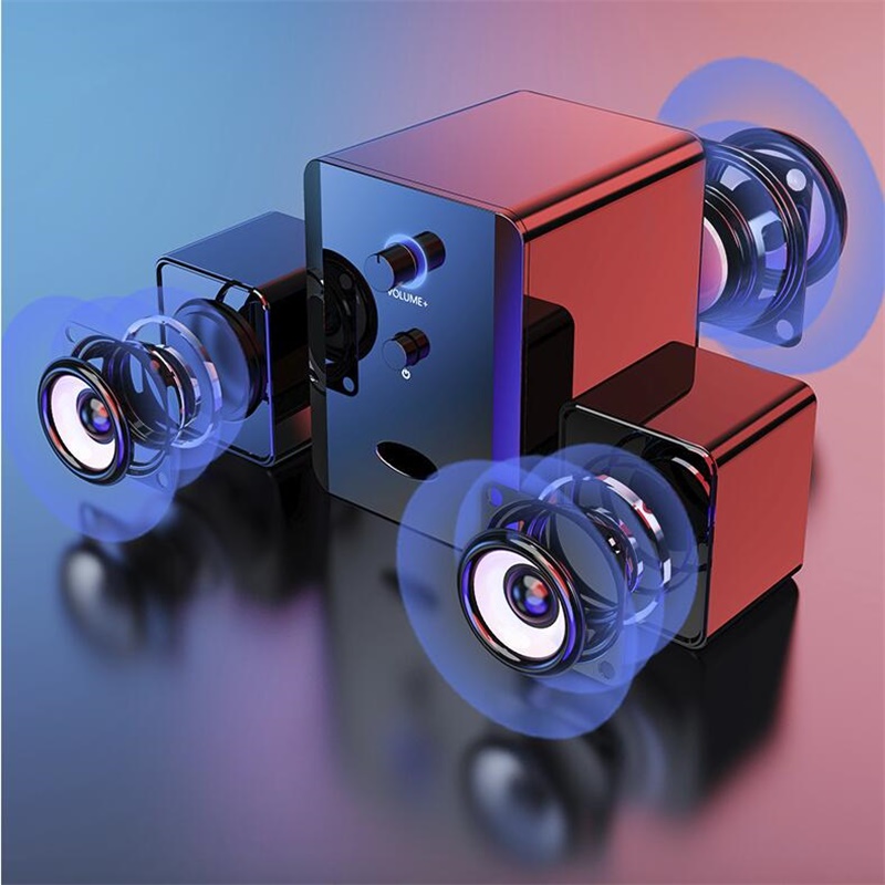 USB Wired Combination Speakers Desktop Laptop Sound Box Bass Stereo Music Player SubwooferPhones Computer 3pcsSet
