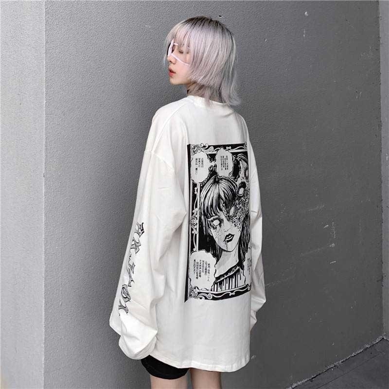 NiceMix Cartoon Horror Graphic T-shirt Women Character Print Loose Punk Japanese T Shirts Pullover Top Harajuku Street Tees Y200412, White
NiceMix Cartoon Horror Graphic T-shirt Women Character Print Loose Punk Japanese T Shirts Pullover Top Harajuku Street Tees Y200412, White