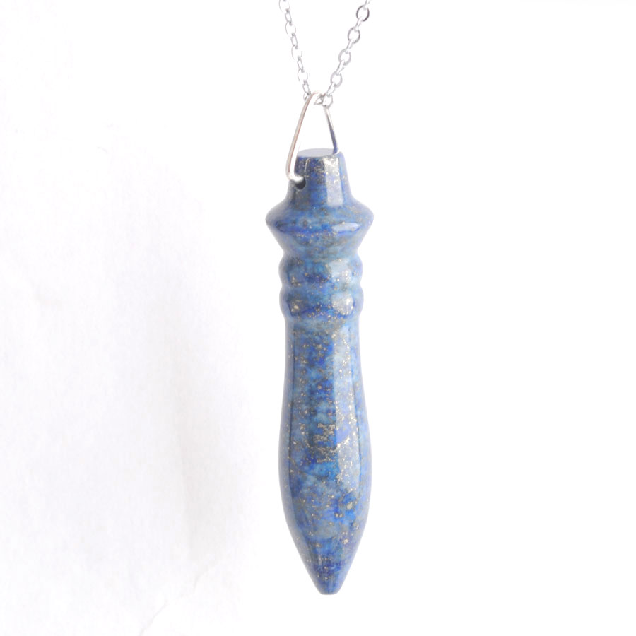 WOJIAER Natural Stone Pendants & Necklaces for Dowsing Cone Reiki Stone Amulet Pendule Divination Jewelry With chain DBE900