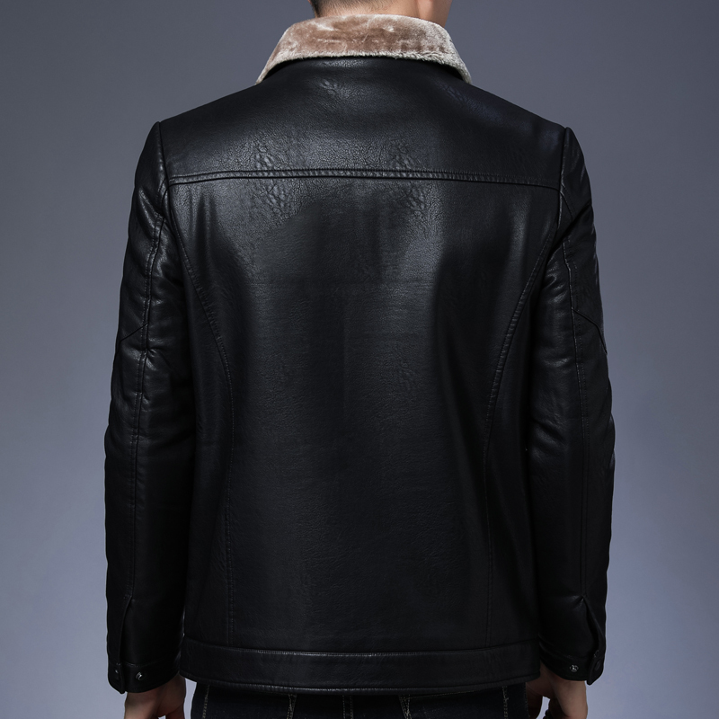 QUANBO Winter Top Quality Wool Liner Men's Leather Jacket New Fashion Business Casual Thicken Warm PU Men Fur Coat 201119