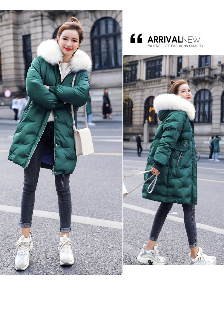 Cotton Jacket Women's Mid-length Loose-Fit Slimming Hooded Early Winter New Style WOMEN'S Coat 201019