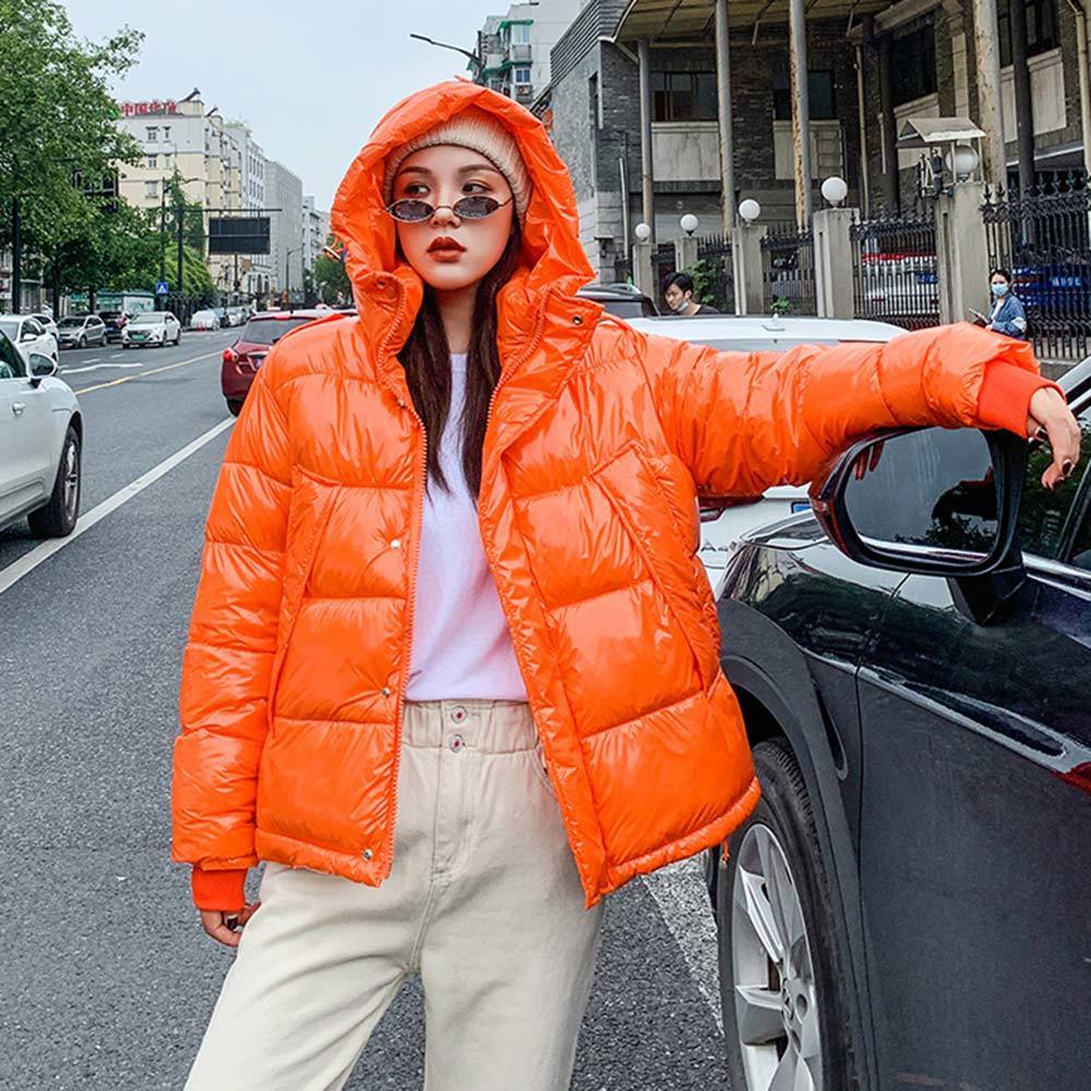 PinkyIsBlack Thicken Hooded Winter Jacket Women Parkas Short Coat Casual Glossy Warm Winter Coat Women Jaqueta Feminina 201217