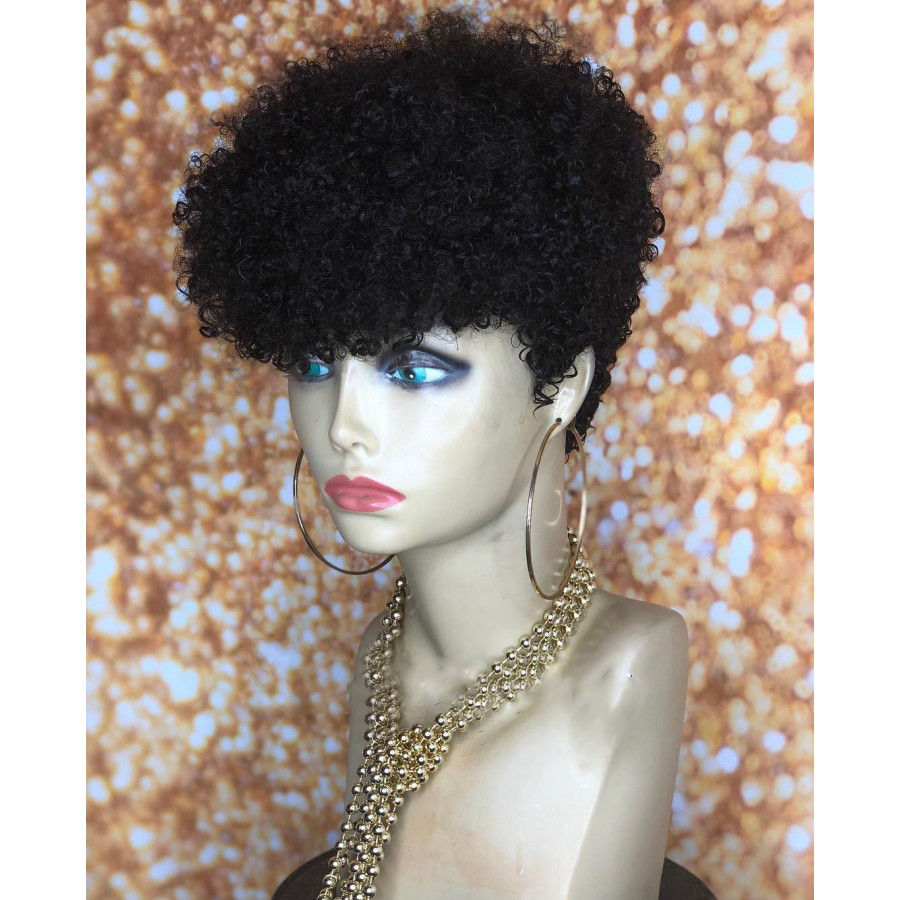 New kinky Curly Human Hair Short Bob Wigs Natural Black Remy Brazilian Glueless Wig For Women