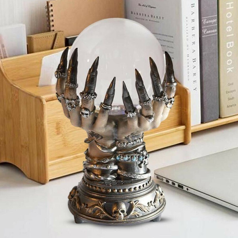 Halloween Glowing Crystal Ball Magic Creative Witch Hands Night Light Lamp Skull Fingers Plasma Decorations 220211