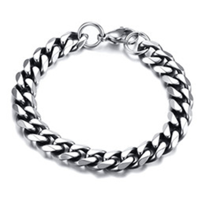 3mm-11mm Mens 14K Gold Plated Bracelet Women Cuban Link Chains Stainless Steel Curb Silver Black Color Wrist Bracelets
