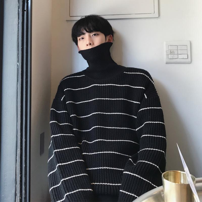 Striped Sweater For Men Winter Warm Turtleneck Knitted Black Sweater Outdoor Sueteres Para Hombre Black Clothing BG50TS, Style 1
Striped Sweater For Men Winter Warm Turtleneck Knitted Black Sweater Outdoor Sueteres Para Hombre Black Clothing BG50TS, Style 1