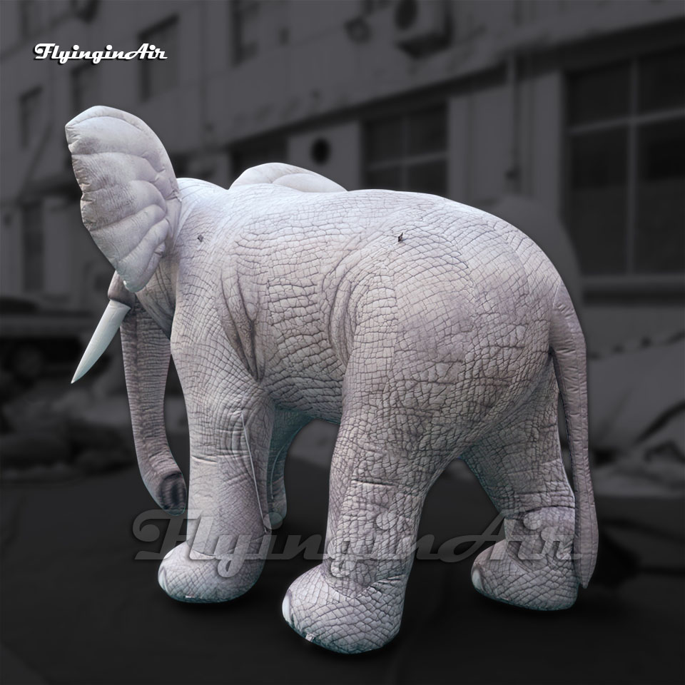 Customized Real Inflatable Elephant 2m Animal Mascot Model Blow Up White Elephant For Parade Show