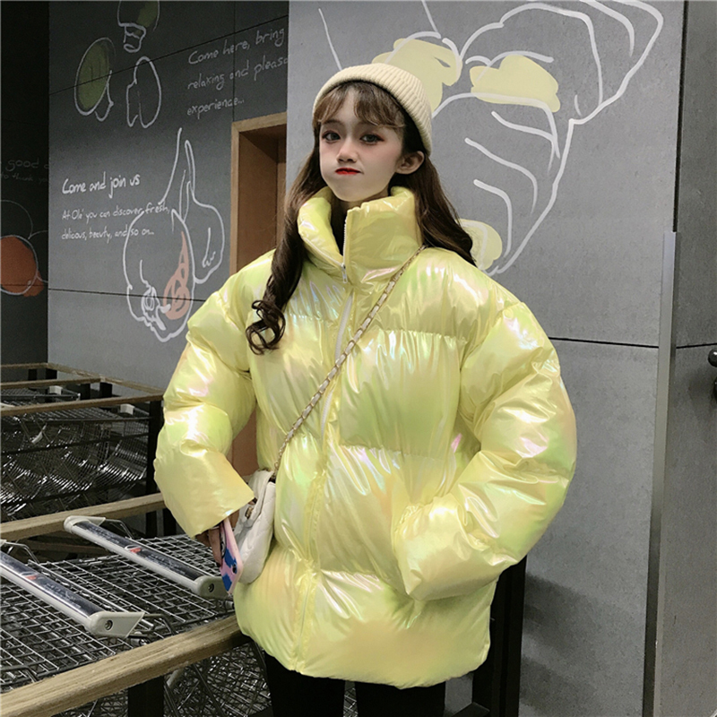 Cotton Women's Glossy Winter Jacket Warm Down Parkas Golssy Jacket For Women Varnished Jacket Women Waterproof Coat 200928