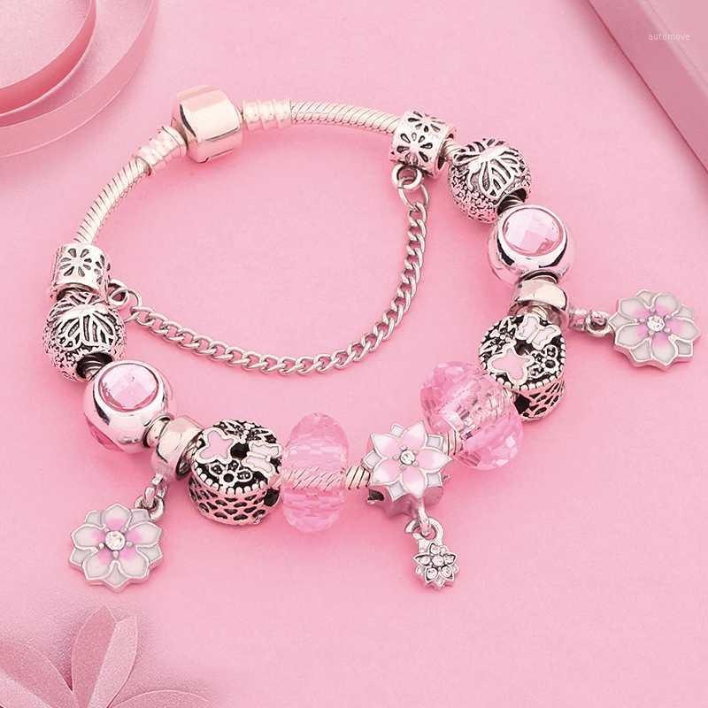 Leabyl New Arrival Pink Flower Butterfly Charm Bracelets & Bangles Cute Pink Enemal Cherry Blossoms DIY Crystal Beads Bracelets1
Leabyl New Arrival Pink Flower Butterfly Charm Bracelets & Bangles Cute Pink Enemal Cherry Blossoms DIY Crystal Beads Bracelets1