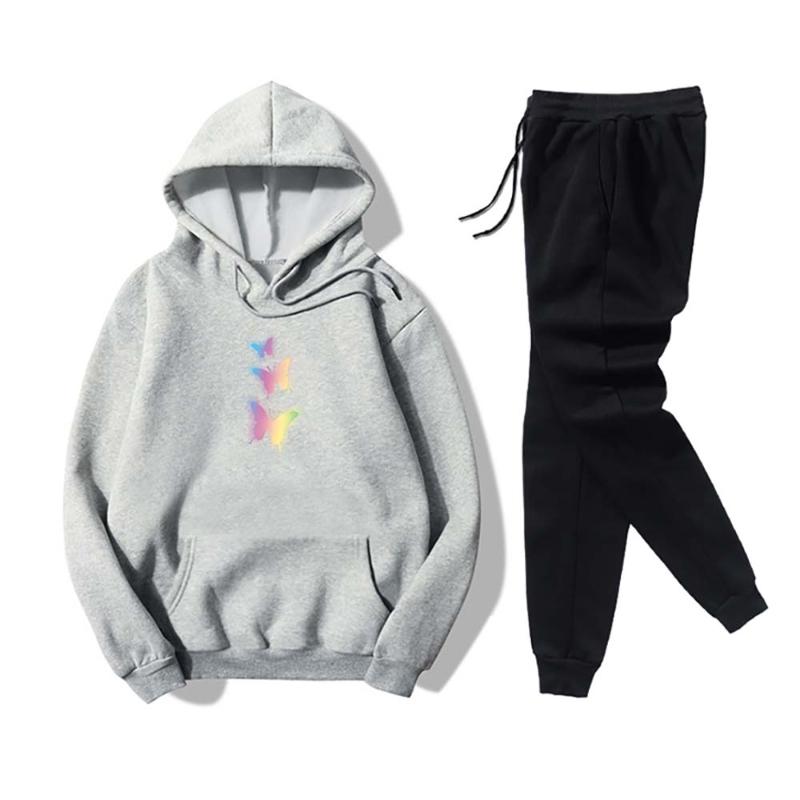 Butterfly Print Sets Women Running Hoodies Top Black Long Pants Tractsuit Sets Fitness Ladies Sportswear 2PCS, White
Butterfly Print Sets Women Running Hoodies Top Black Long Pants Tractsuit Sets Fitness Ladies Sportswear 2PCS, White