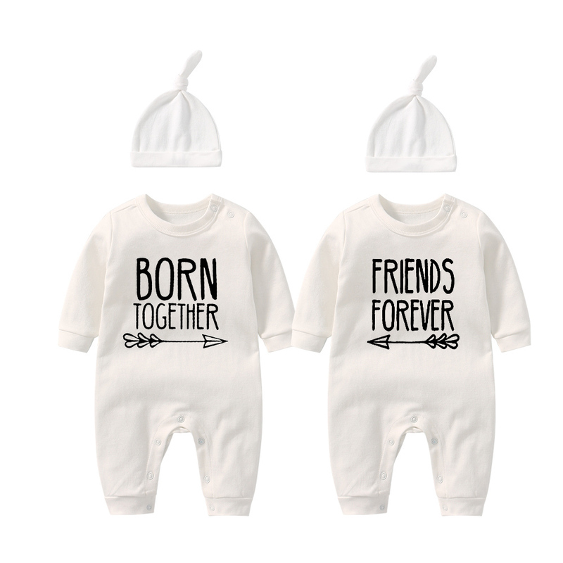 YSCULBUTOL Baby Bodysuit Born Together Friend Forever boy Clothes Toddler Girl 220217