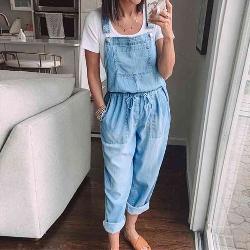 women blue denim overalls jumpsuit rompers belted hole hollow out pocket women casual fashion female pants t4g
women blue denim overalls jumpsuit rompers belted hole hollow out pocket women casual fashion female pants t4g
