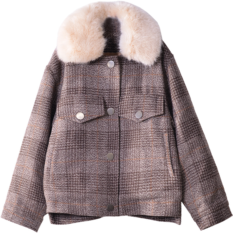 Mishow Women New winter clothing thicken woolen jacket female Korean version of the short loose Plaid woolen coat MX18D9536 201216