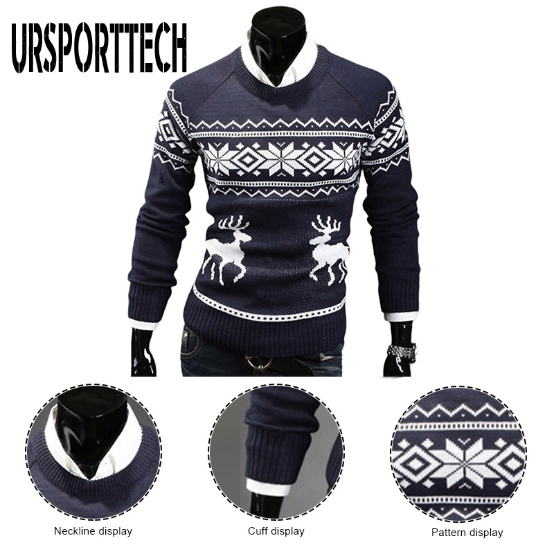 Autumn Thin Men Pullovers Deer Print Oversized Knitted Sweaters Unisex Man Woman Funny Ugly Christmas Sweater 201211
