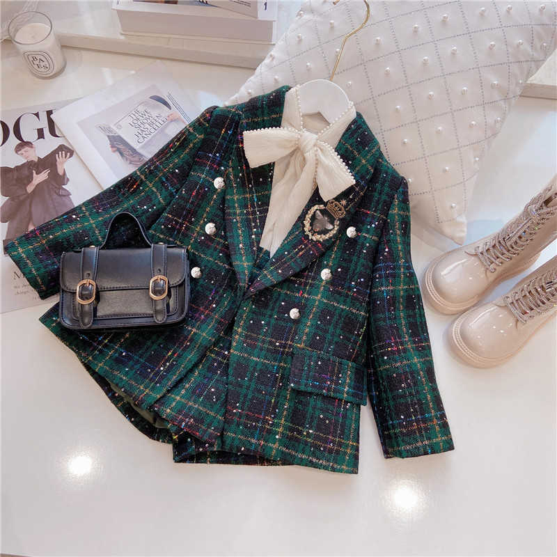 Fashion Designer Kids Girls Princess 2pcs Clothes Set Spring Autumn Children Plaid Blazer Coat Outwear+Shorts Vintage Outfits Suit, White shirt
Fashion Designer Kids Girls Princess 2pcs Clothes Set Spring Autumn Children Plaid Blazer Coat Outwear+Shorts Vintage Outfits Suit, White shirt