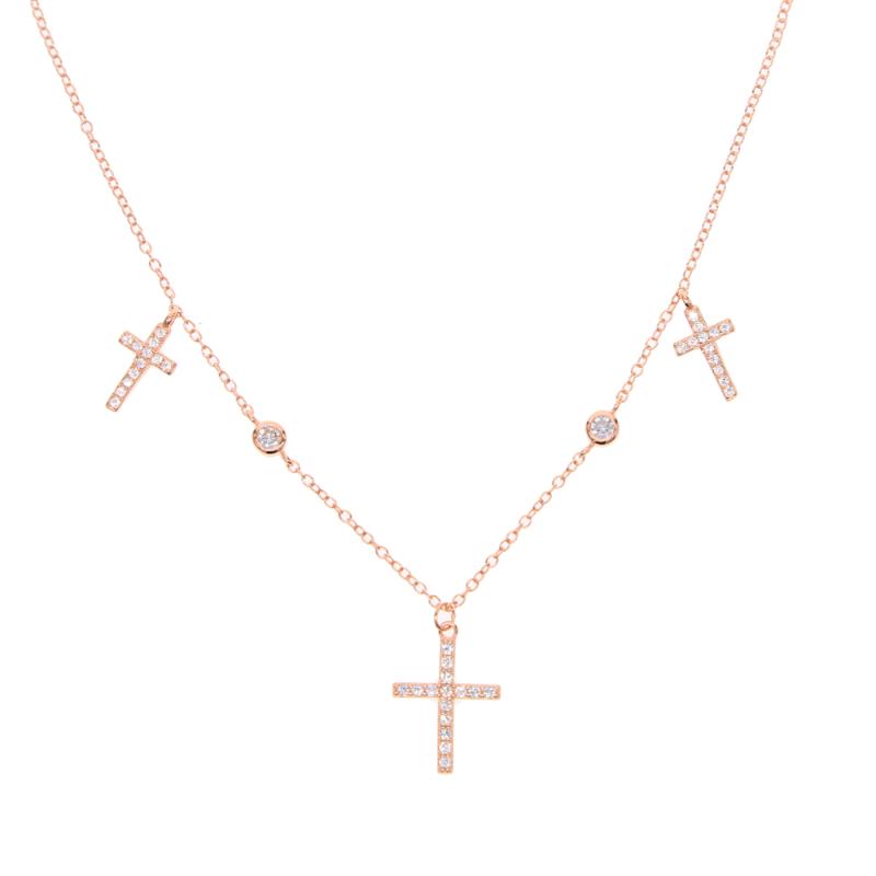 Chains Rose Gold Clear Cz Color Cross Charm Micro Pave Dainty Delicate 925 Sterling Silver 33+7cm Choker Necklace
Chains Rose Gold Clear Cz Color Cross Charm Micro Pave Dainty Delicate 925 Sterling Silver 33+7cm Choker Necklace